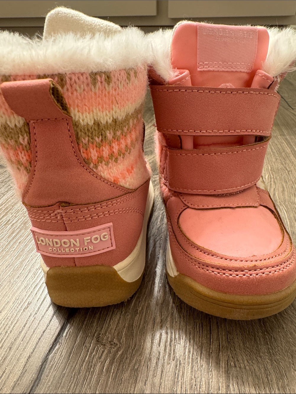 London Fog Girls Pink Faux-Fur Winter Booties